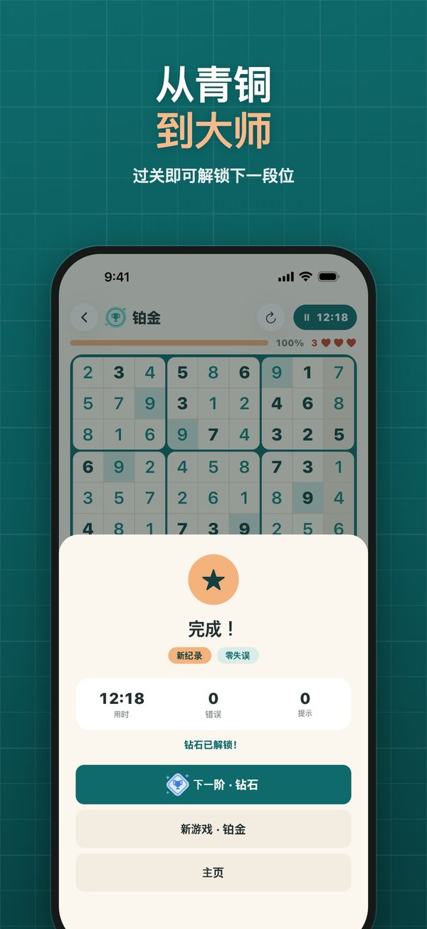 完成后解锁下一段位的结果界面