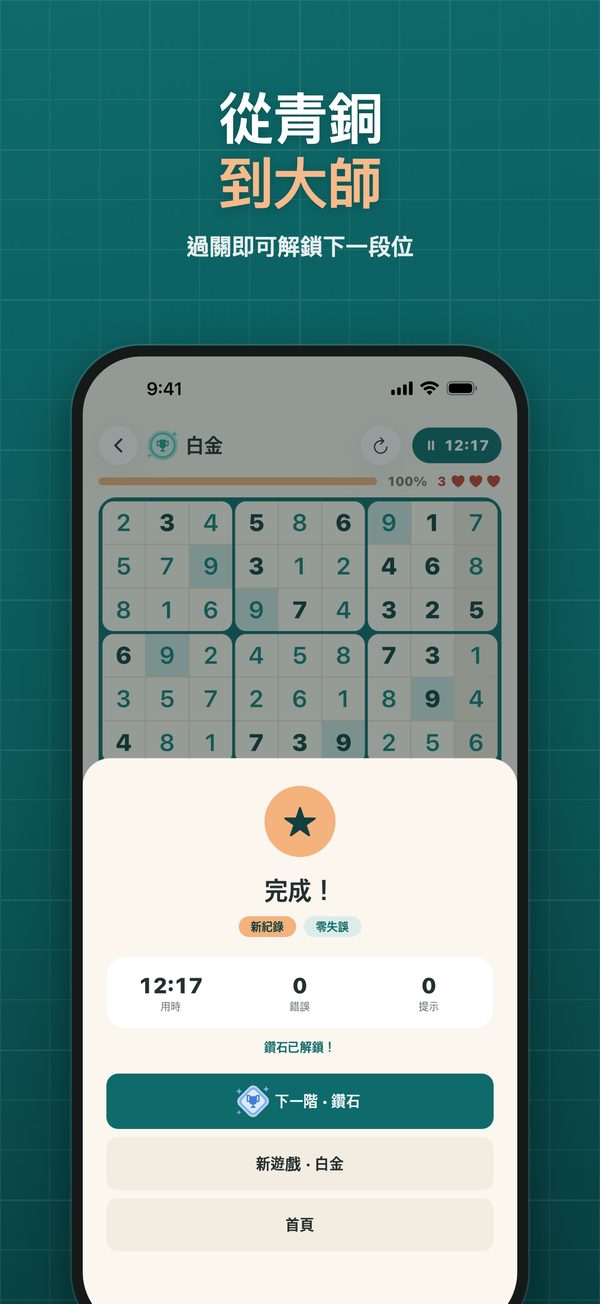 完成後解鎖下一段位的結果畫面